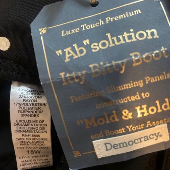 Democracy Absolution Black Itty-Bi boot 5 pocket denim , size 18W - Picture 5 of 5